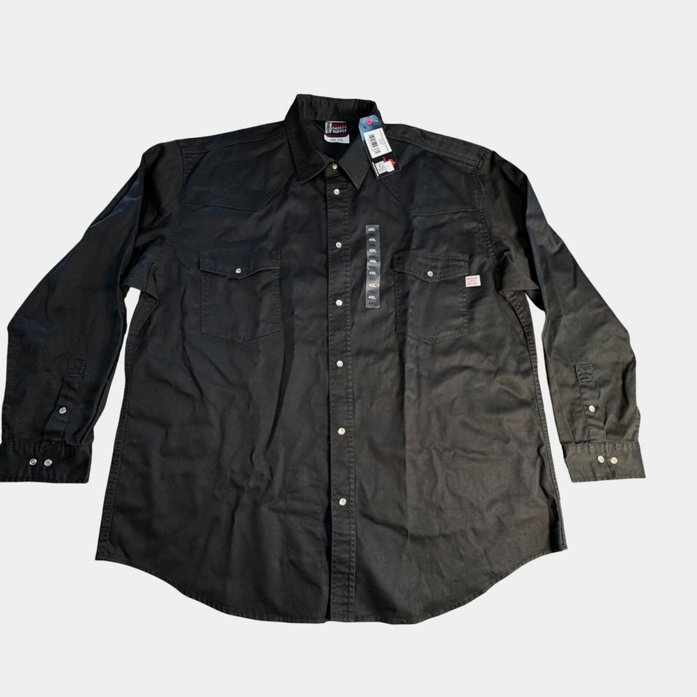 Phenix FR Black Western Snap Shirt Mens 4XL Flame Resistant NFPA 2112 CAT 2 New